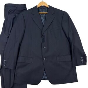 VINTAGE Brooks Brothers Mens 44S Wool Pinstripe Navy Suit Blazer Pants 38x28 EUC